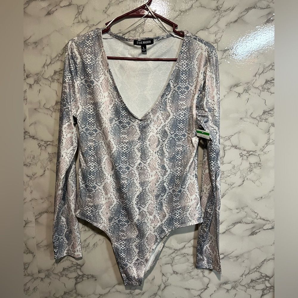 Steve Madden Deep End Bodysuit Snake Print Size L